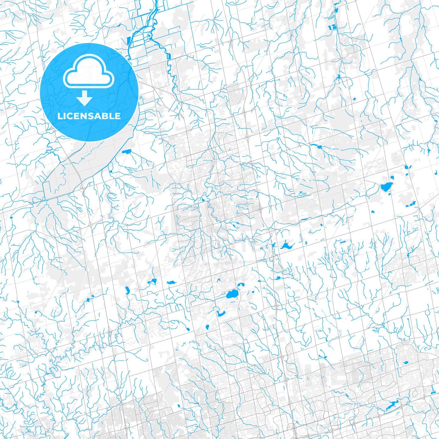 Rich detailed vector map of Aurora, Ontario, Canada