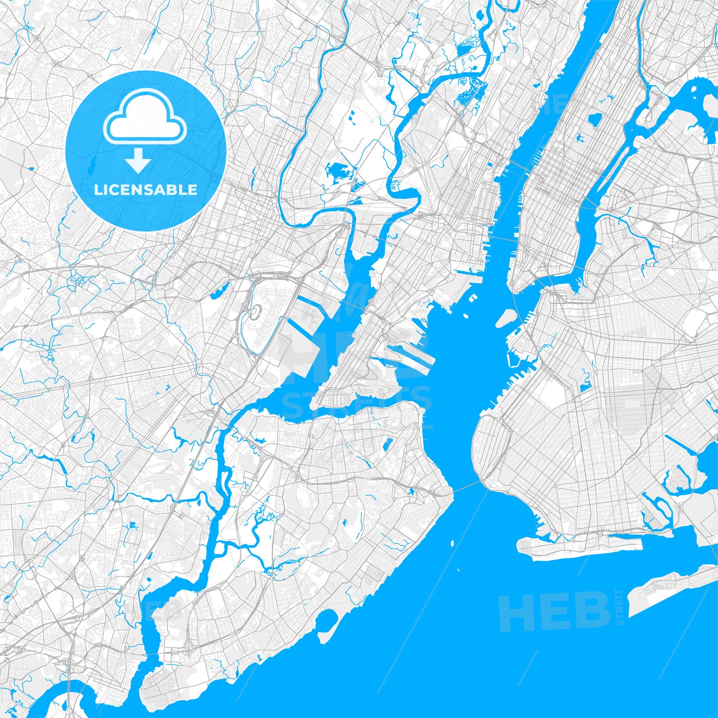 Rich detailed vector map of Bayonne, New Jersey, USA
