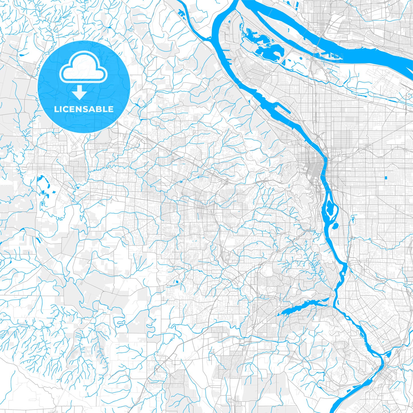 Rich detailed vector map of Beaverton, Oregon, USA