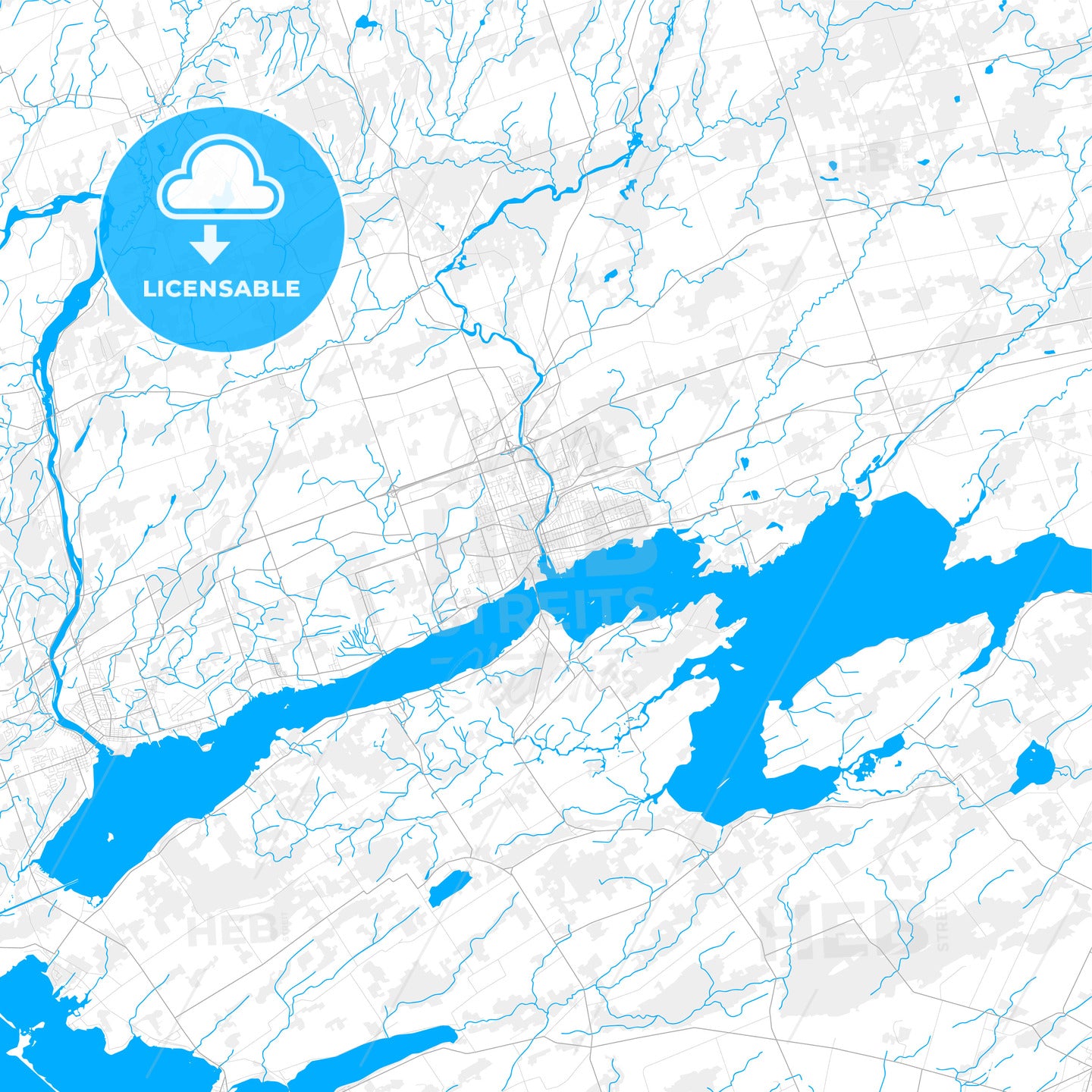 Rich detailed vector map of Belleville, Ontario, Canada