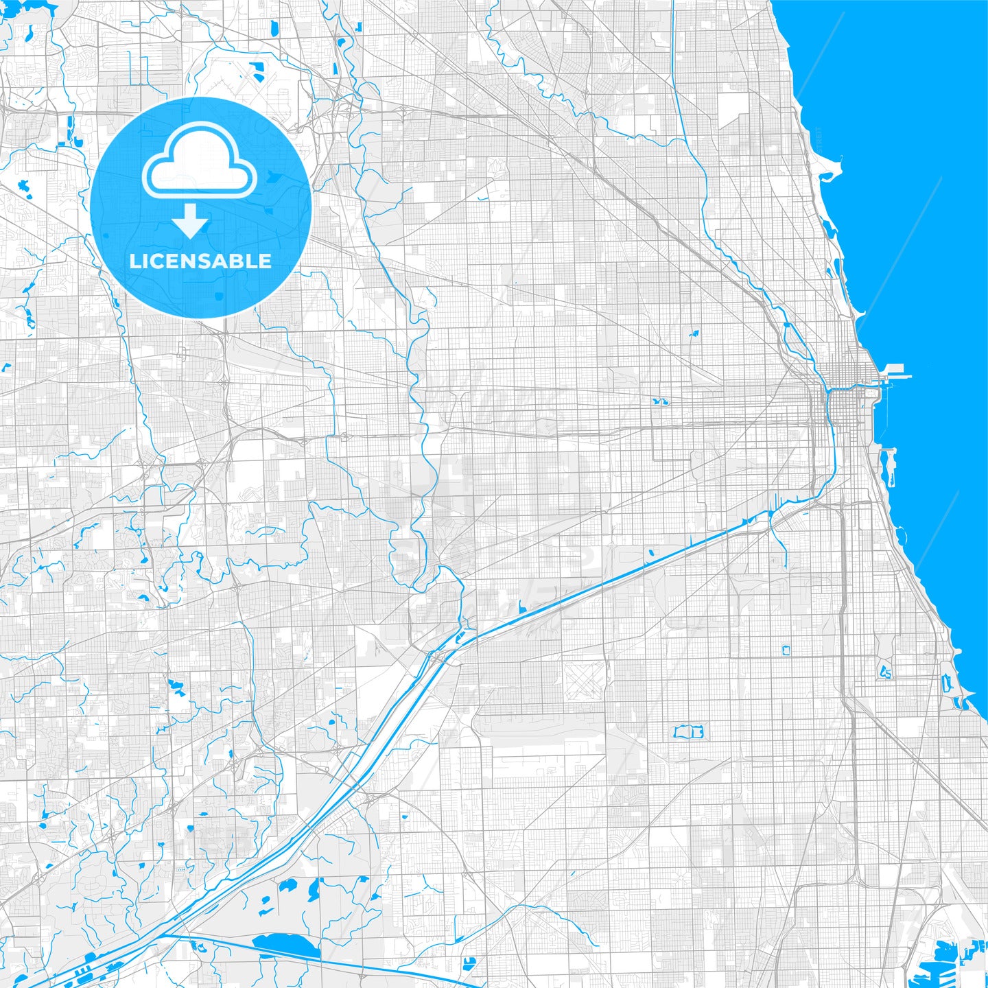 Rich detailed vector map of Berwyn, Illinois, USA