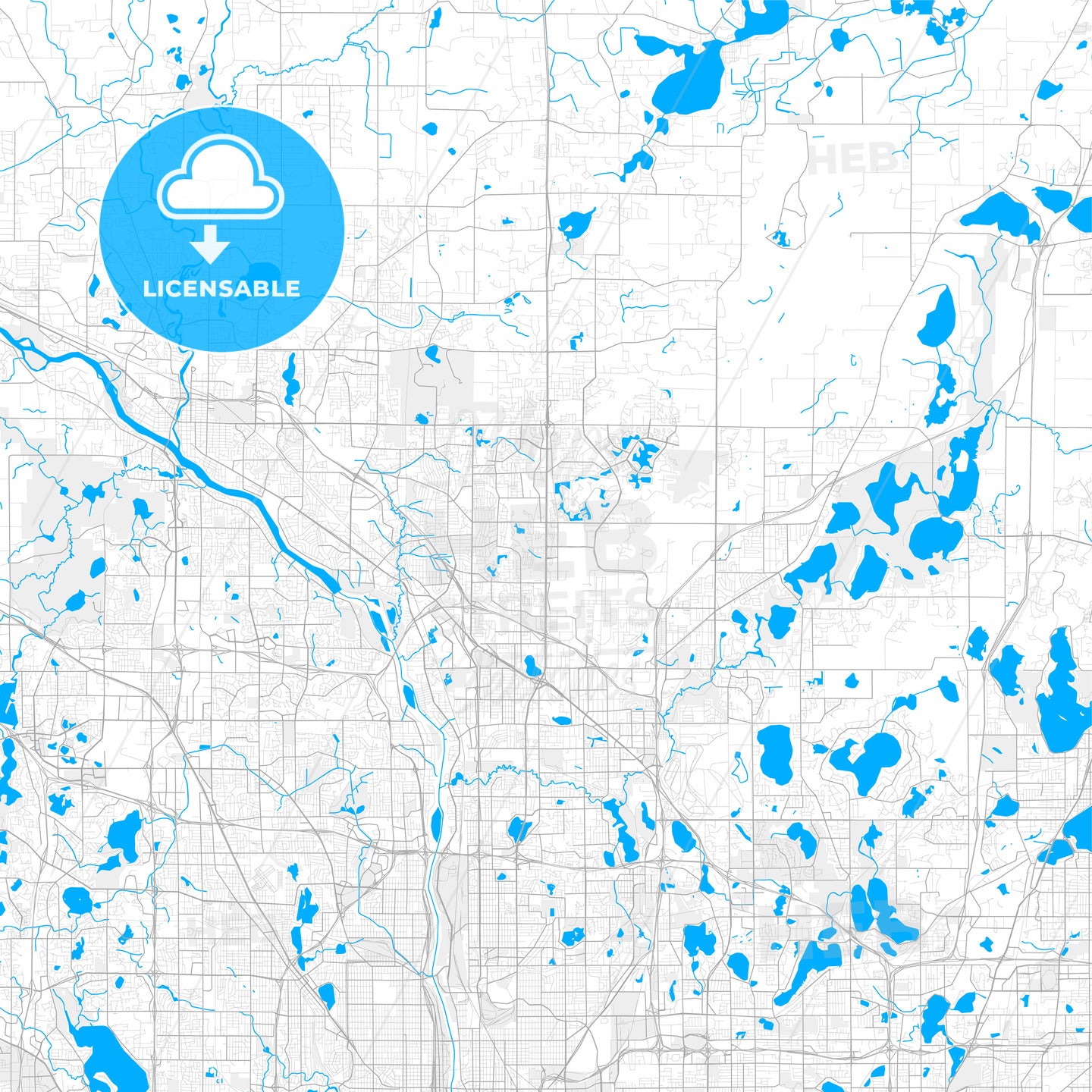 Rich detailed vector map of Blaine, Minnesota, USA