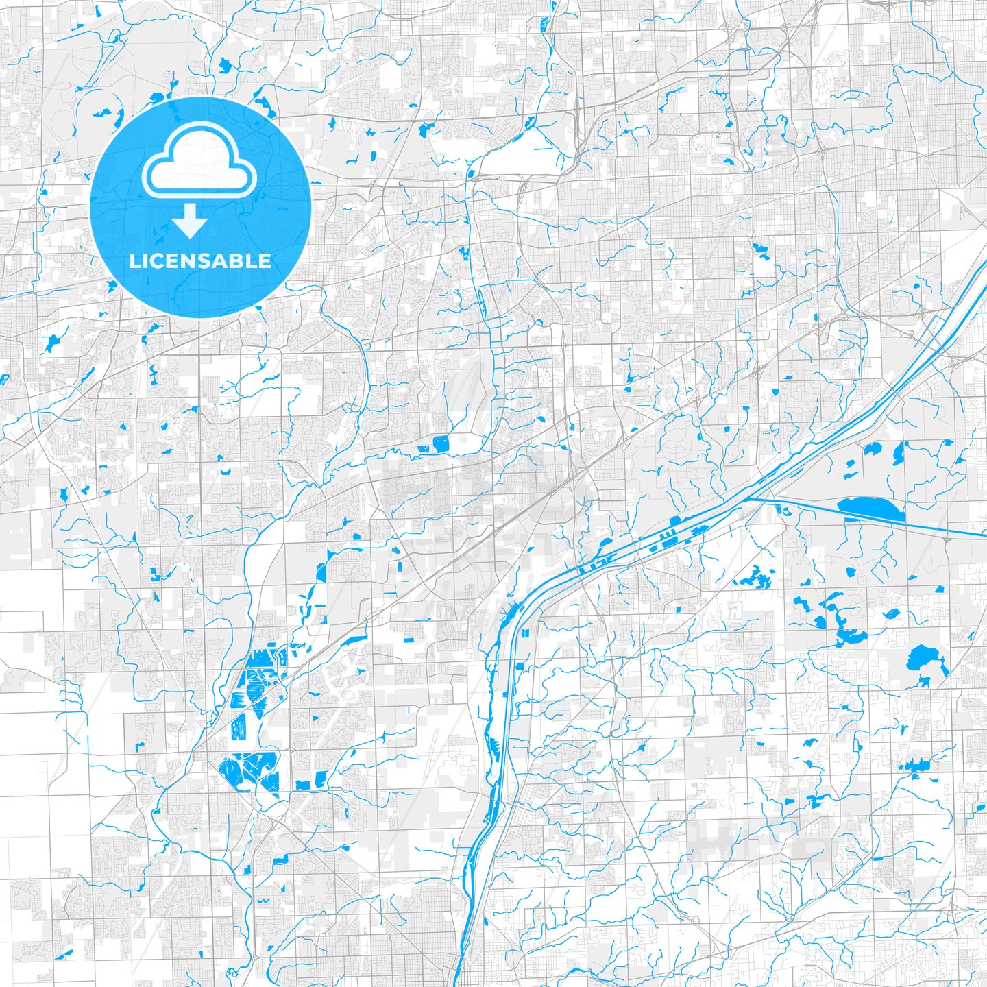 Rich detailed vector map of Bolingbrook, Illinois, USA