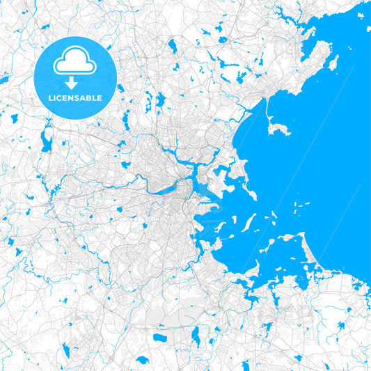 Rich detailed vector map of Boston, Massachusetts, U.S.A.