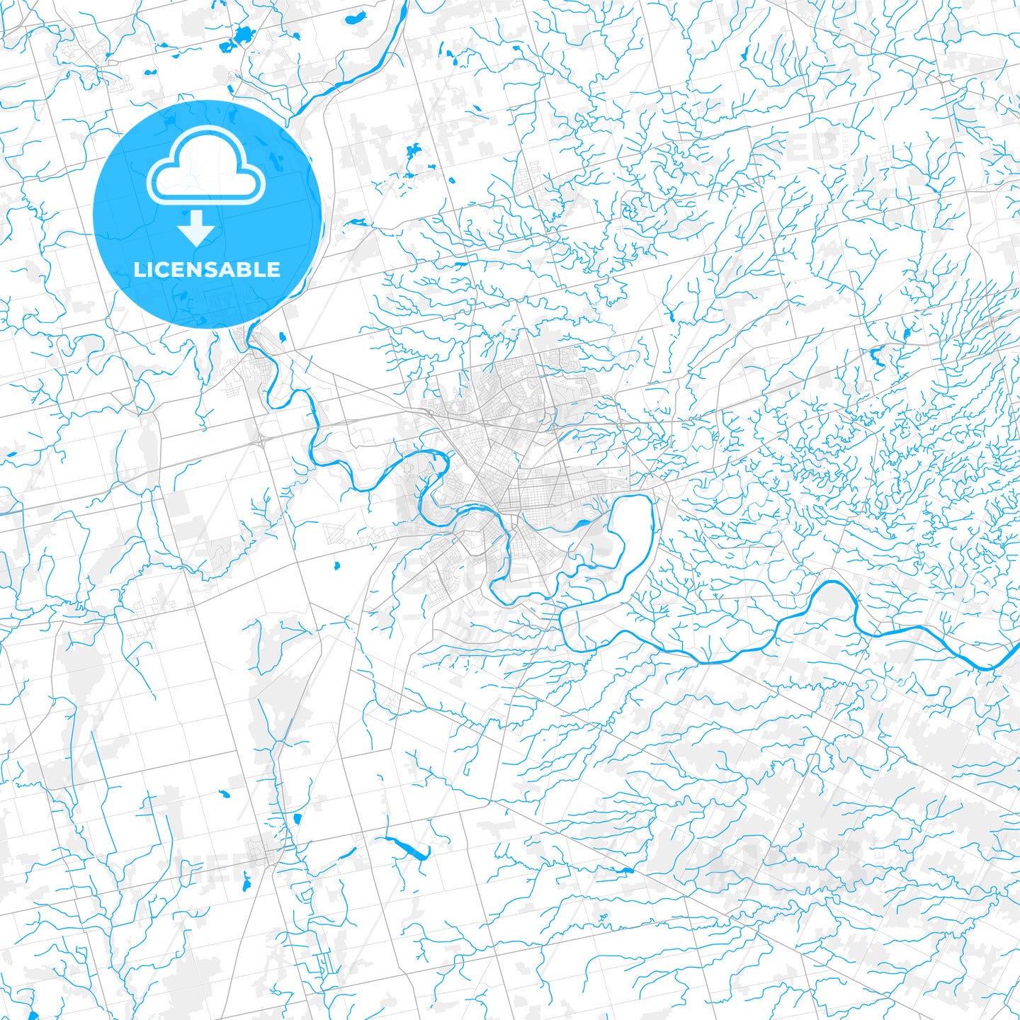 Rich detailed vector map of Brantford, Ontario, Canada
