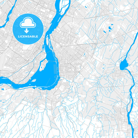 Rich detailed vector map of Brossard, Quebec, Canada
