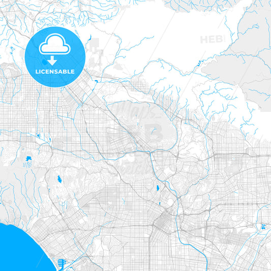 Rich detailed vector map of Burbank, California, USA
