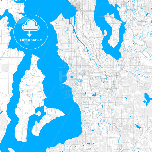 Rich detailed vector map of Burien, Washington, United States of America