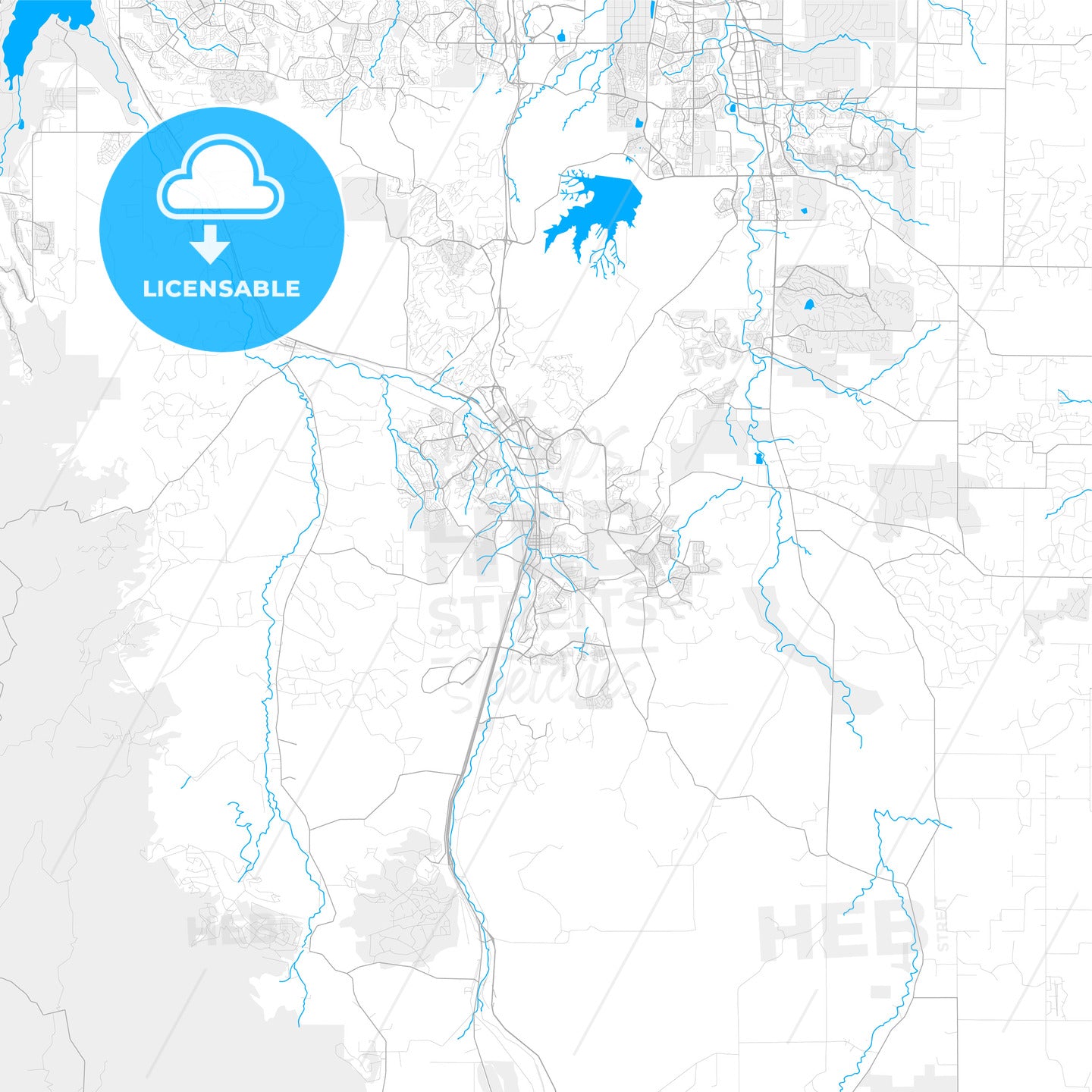 Rich detailed vector map of Castle Rock, Colorado, USA