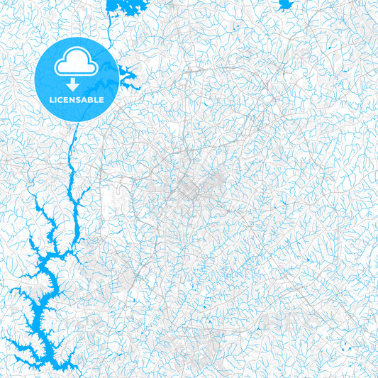 Rich detailed vector map of Charlotte, North Carolina, U.S.A.