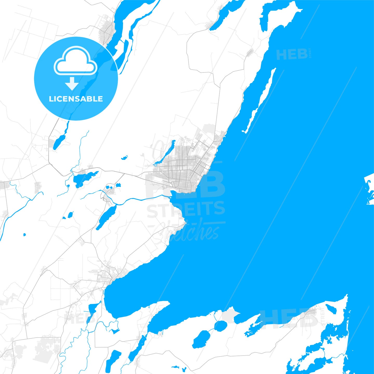 Rich detailed vector map of Chetumal, Quintana Roo, Mexico - HEBSTREITS