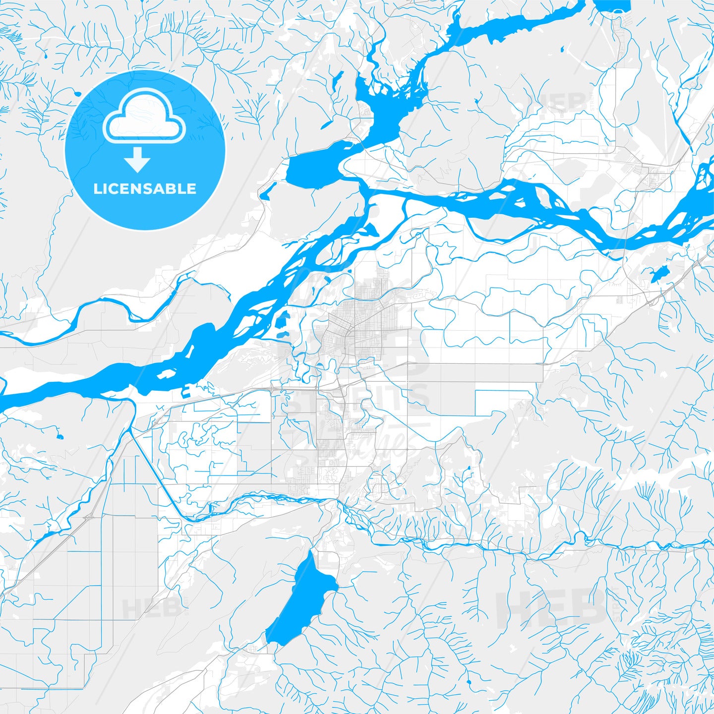 Rich detailed vector map of Chilliwack, British Columbia, Canada
