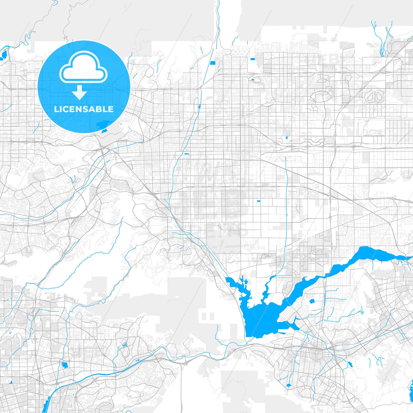 Rich detailed vector map of Chino, California, USA