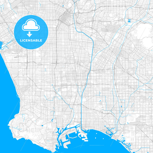 Rich detailed vector map of Compton, California, USA
