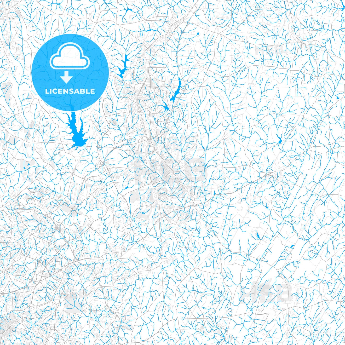Rich detailed vector map of Concord, North Carolina, USA