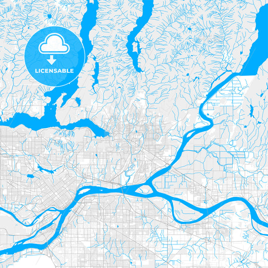 Rich detailed vector map of Coquitlam, British Columbia, Canada
