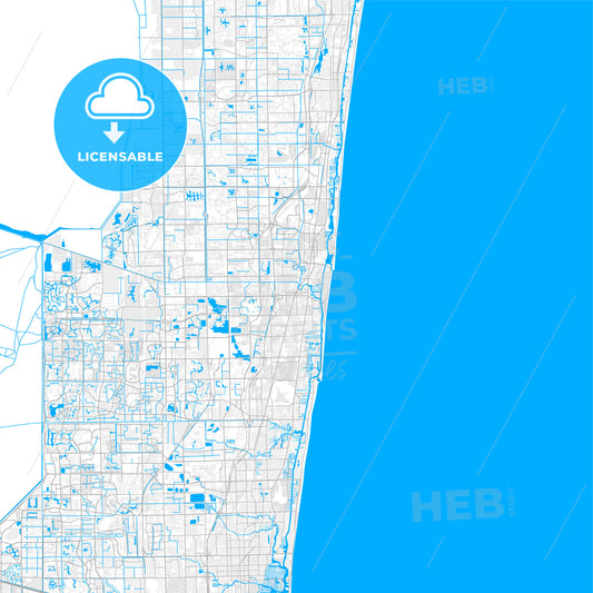 Rich detailed vector map of Deerfield Beach, Florida, USA