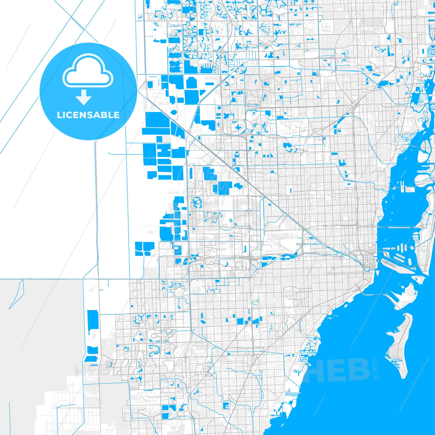 Rich detailed vector map of Doral, Florida, USA