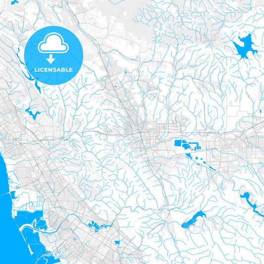 Rich detailed vector map of Dublin, California, USA