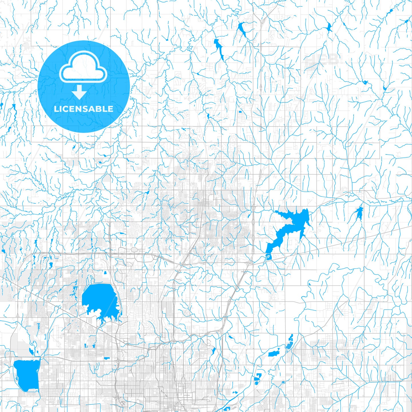 Rich detailed vector map of Edmond, Oklahoma, USA