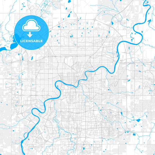 Rich detailed vector map of Edmonton, Alberta, Canada