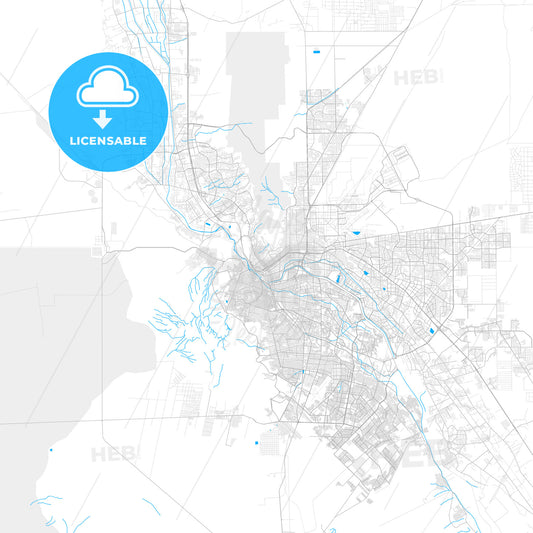 Rich detailed vector map of El Paso, Texas, U.S.A.