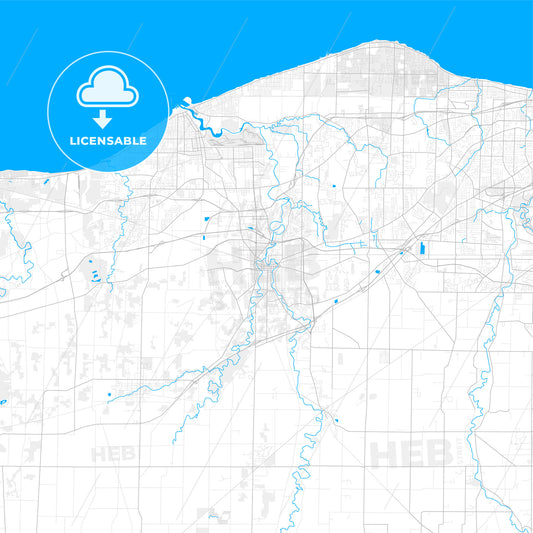 Rich detailed vector map of Elyria, Ohio, United States of America