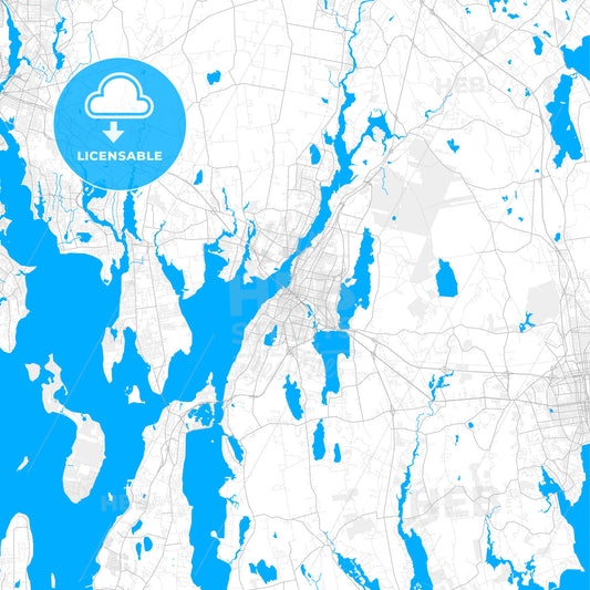 Rich detailed vector map of Fall River, Massachusetts, USA