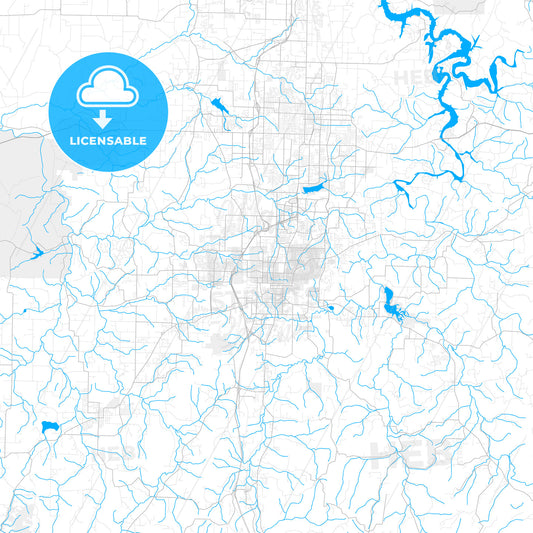 Rich detailed vector map of Fayetteville, Arkansas, USA