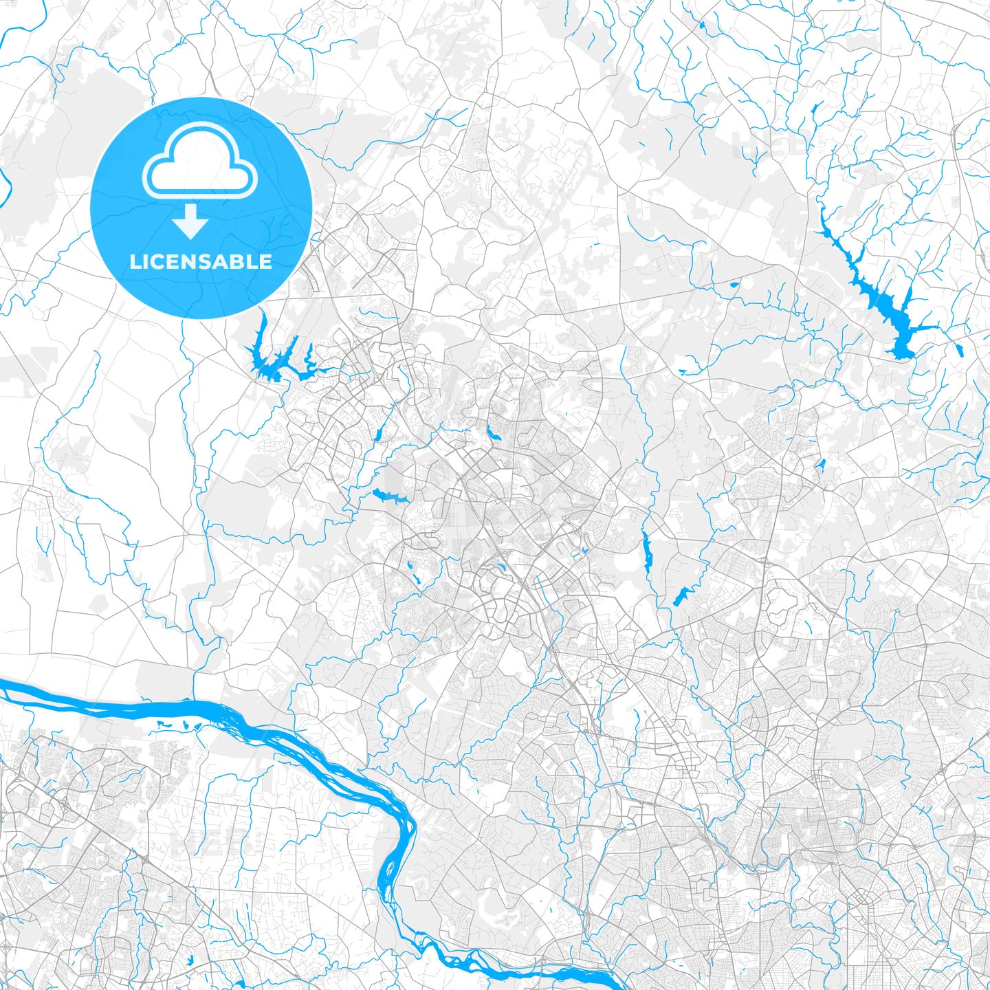 Rich detailed vector map of Gaithersburg, Maryland, USA