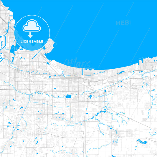 Rich detailed vector map of Gary, Indiana, USA
