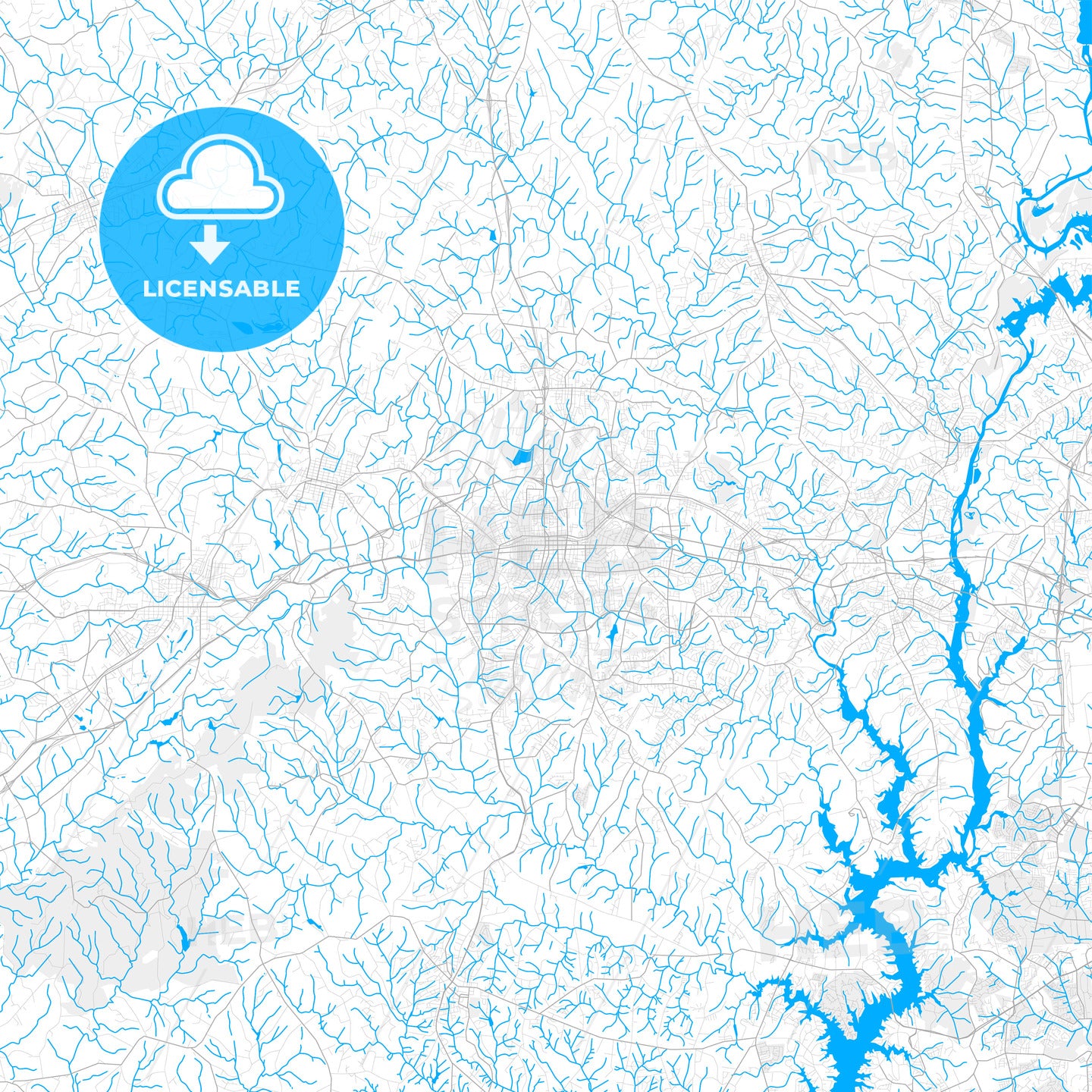 Rich detailed vector map of Gastonia, North Carolina, USA
