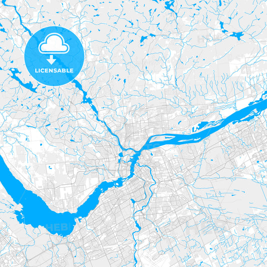 Rich detailed vector map of Gatineau, Quebec, Canada