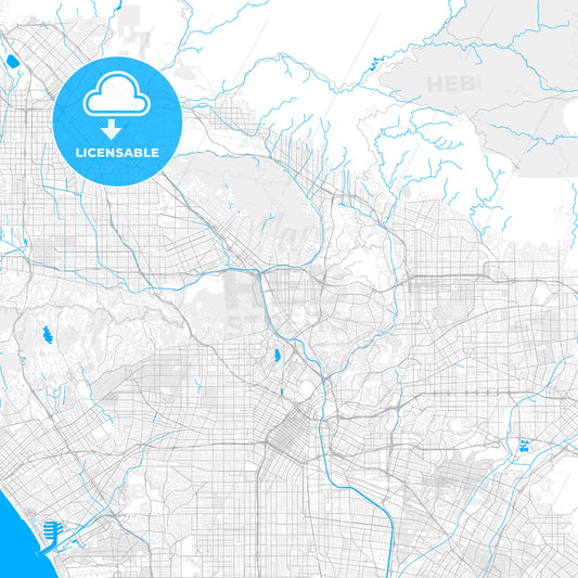 Rich detailed vector map of Glendale, California, USA