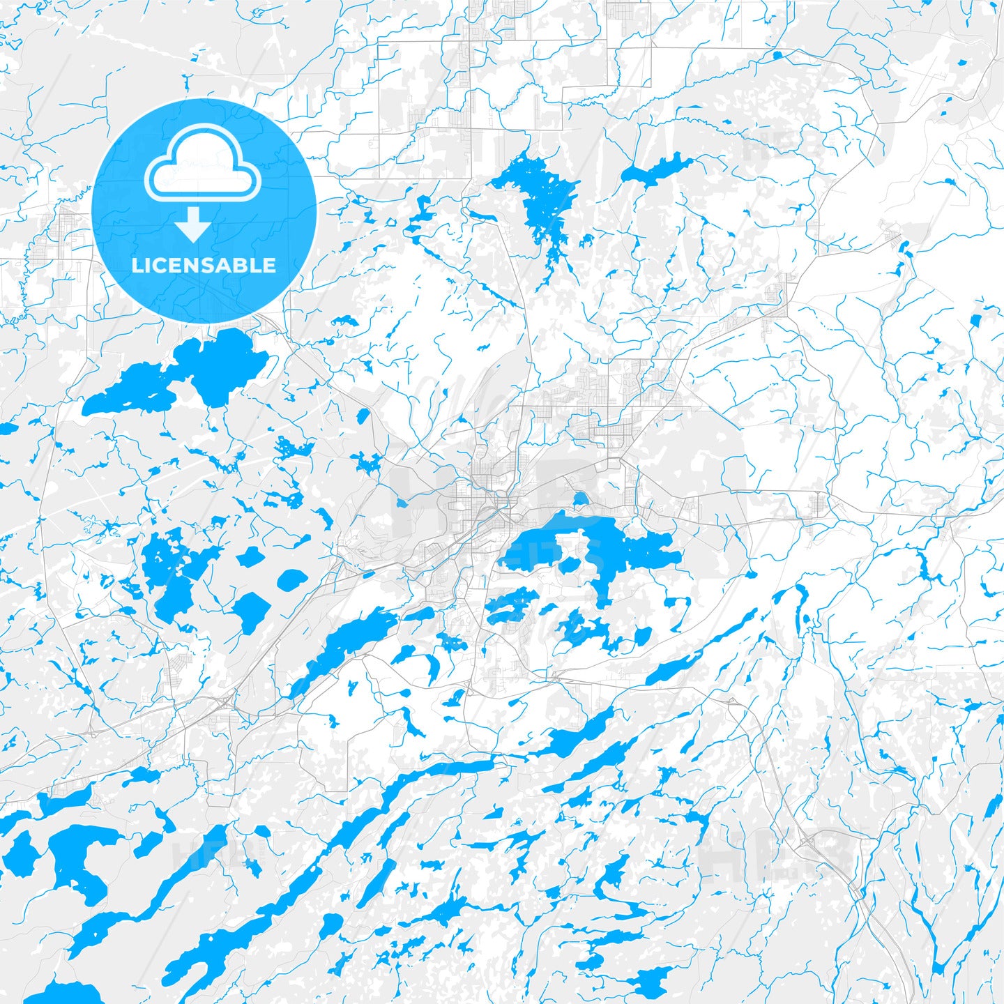Rich detailed vector map of Greater Sudbury, Ontario, Canada