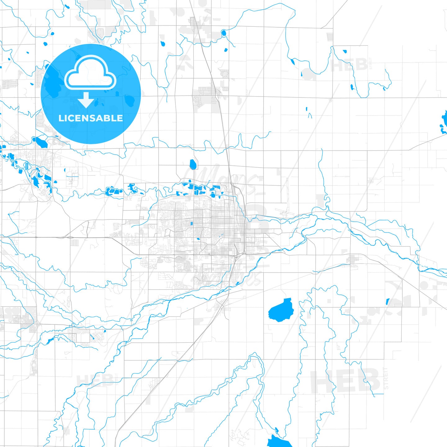 Rich detailed vector map of Greeley, Colorado, USA
