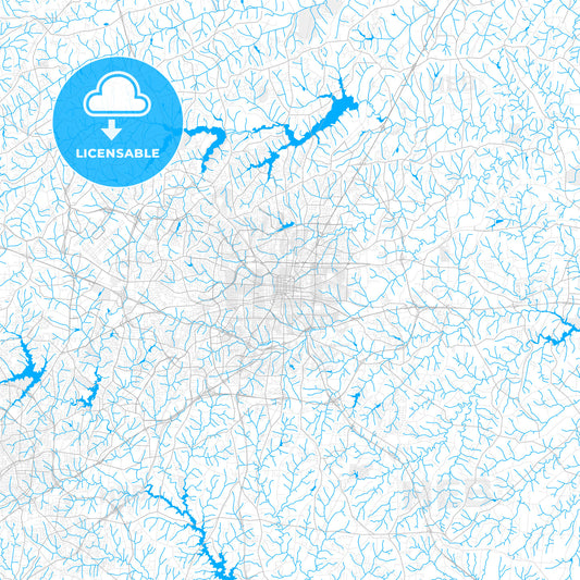Rich detailed vector map of Greensboro, North Carolina, U.S.A.