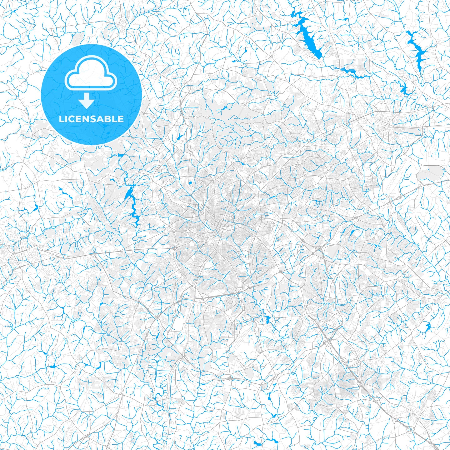 Rich detailed vector map of Greenville, South Carolina, USA