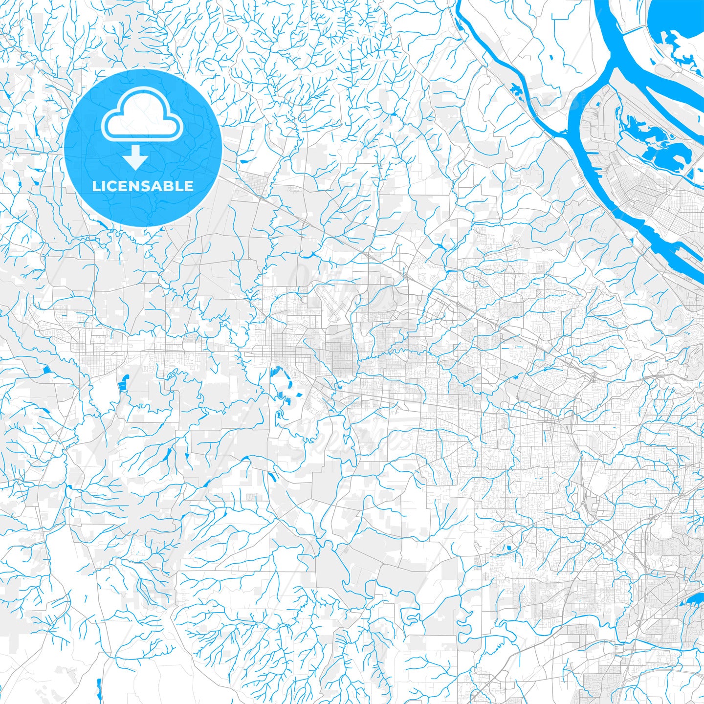 Rich detailed vector map of Hillsboro, Oregon, USA