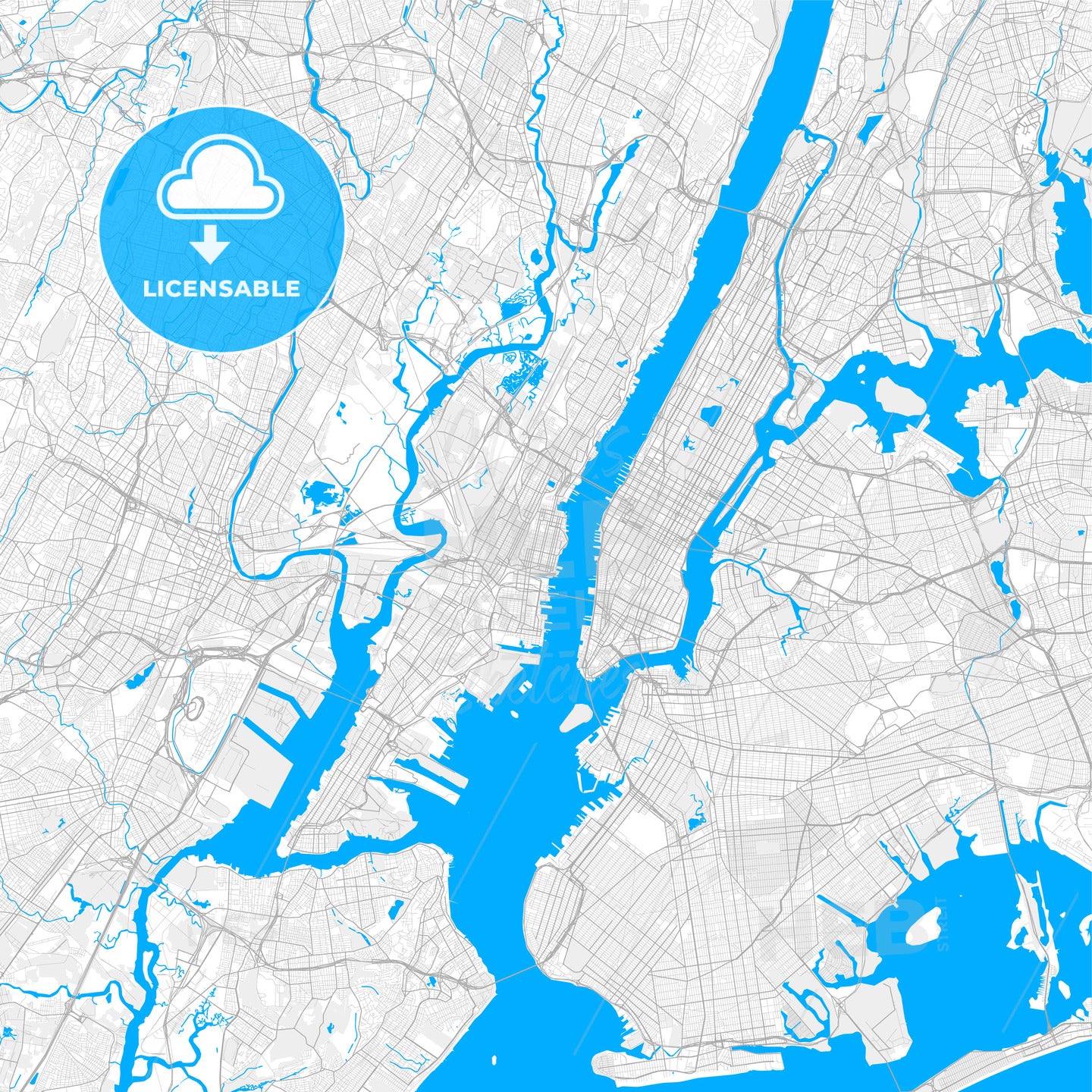 Rich detailed vector map of Hoboken, New Jersey, USA