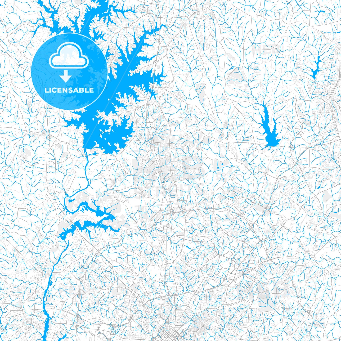 Rich detailed vector map of Huntersville, North Carolina, USA