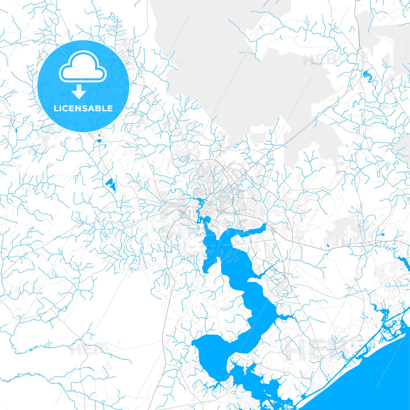 Rich detailed vector map of Jacksonville, North Carolina, USA