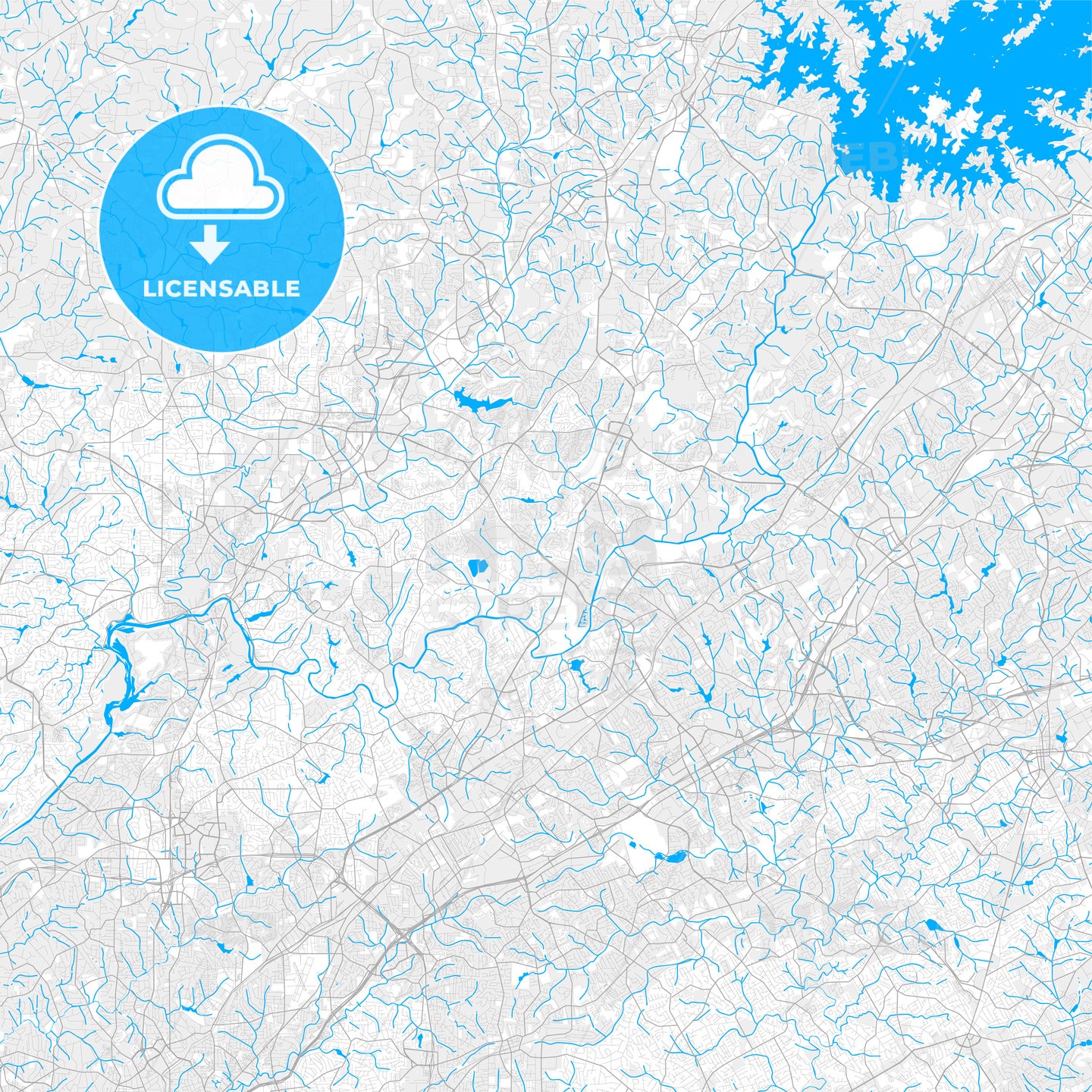 Rich detailed vector map of Johns Creek, Georgia, USA - HEBSTREITS