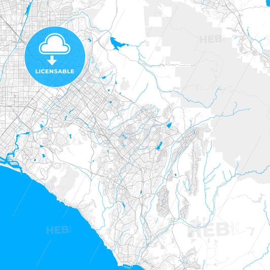 Rich detailed vector map of Lake Forest, California, USA