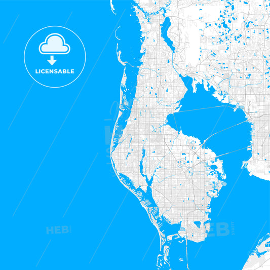 Rich detailed vector map of Largo, Florida, USA