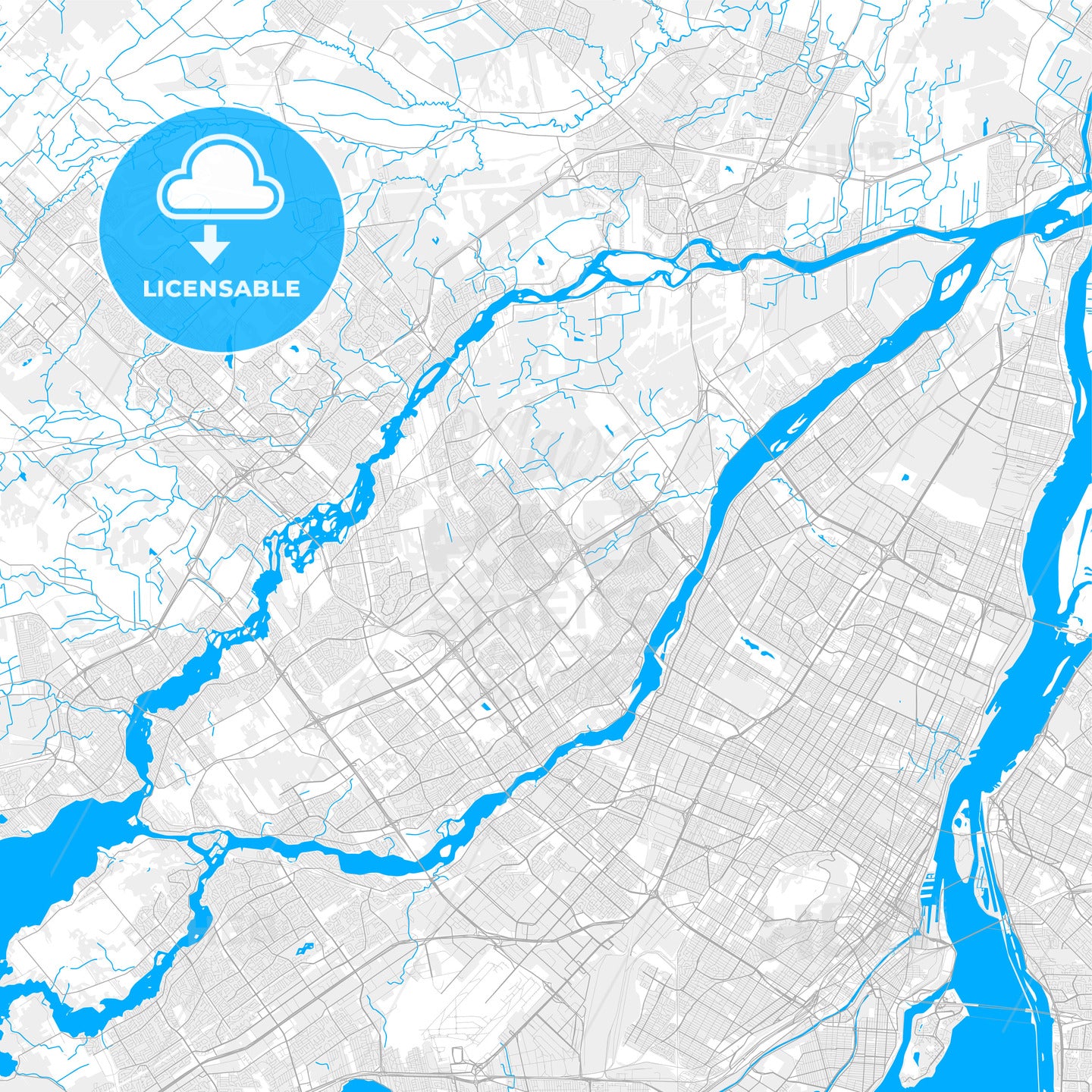 Rich detailed vector map of Laval, Quebec, Canada