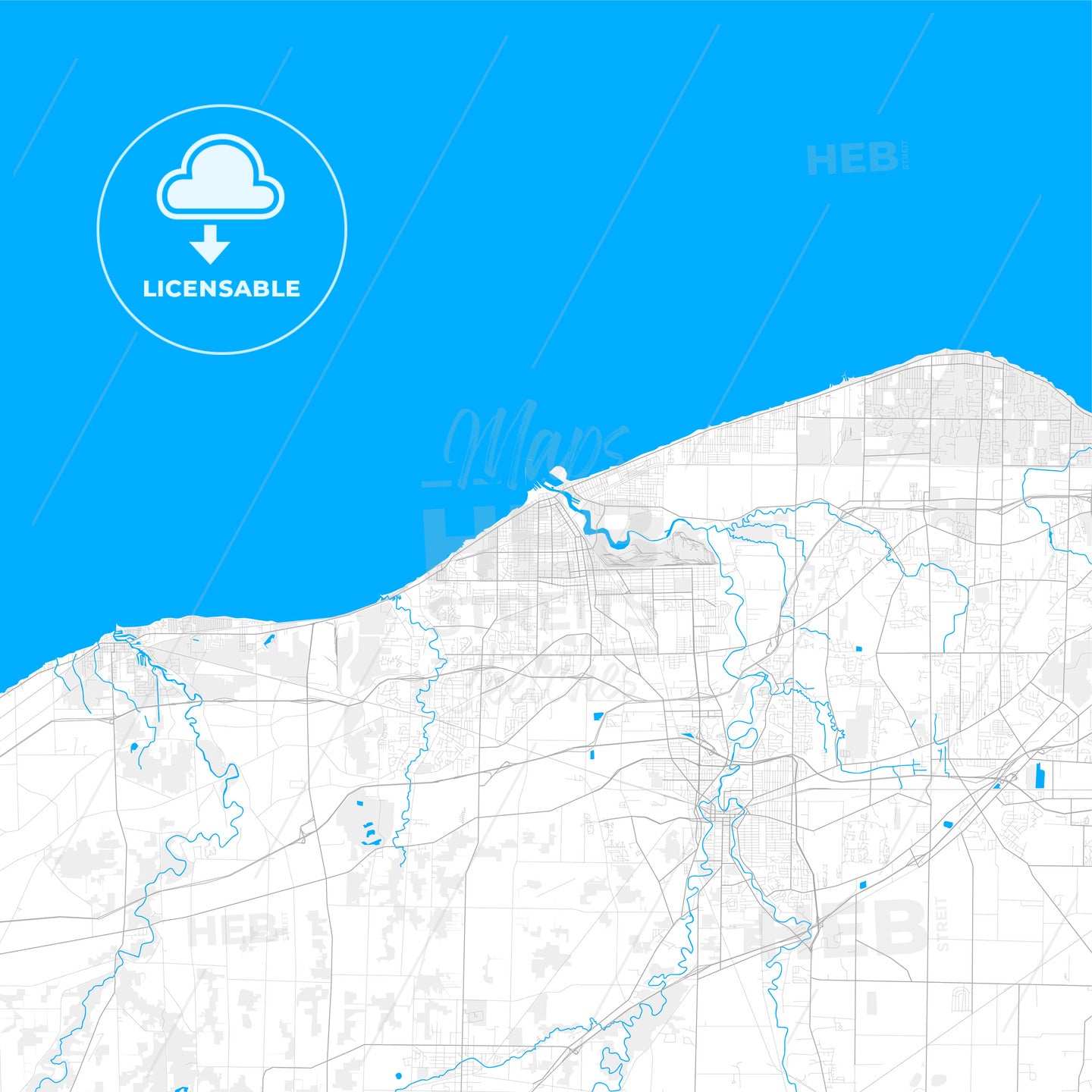 Rich detailed vector map of Lorain, Ohio, USA
