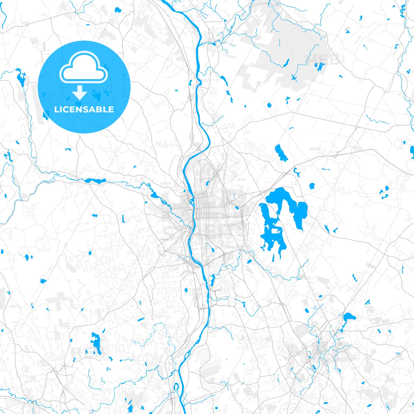Rich detailed vector map of Manchester, New Hampshire, USA