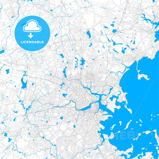 Rich detailed vector map of Medford, Massachusetts, USA