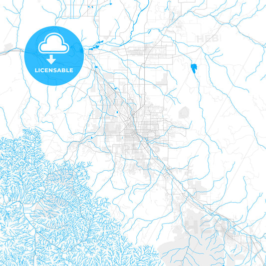 Rich detailed vector map of Medford, Oregon, USA